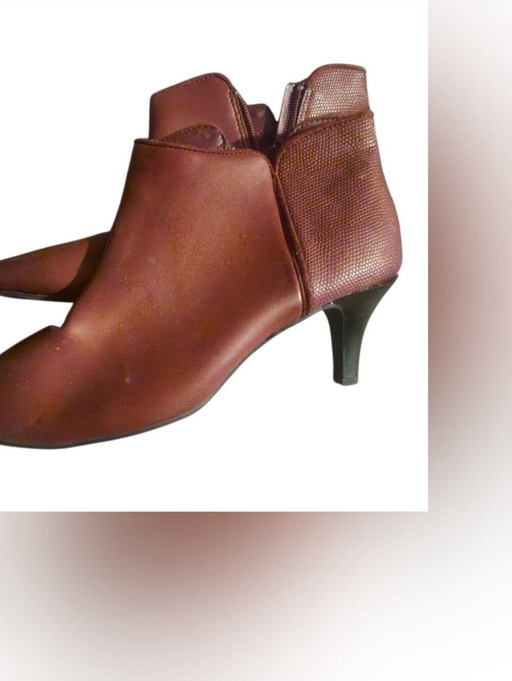 Women's Pointed Burgundy Ankle Booties with Side Zip